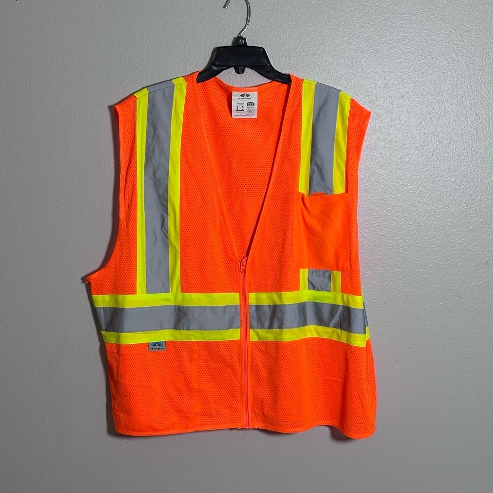 Pyramex High Visibility Safety Vest Orange Reflective Sleeveless size 2XL‎